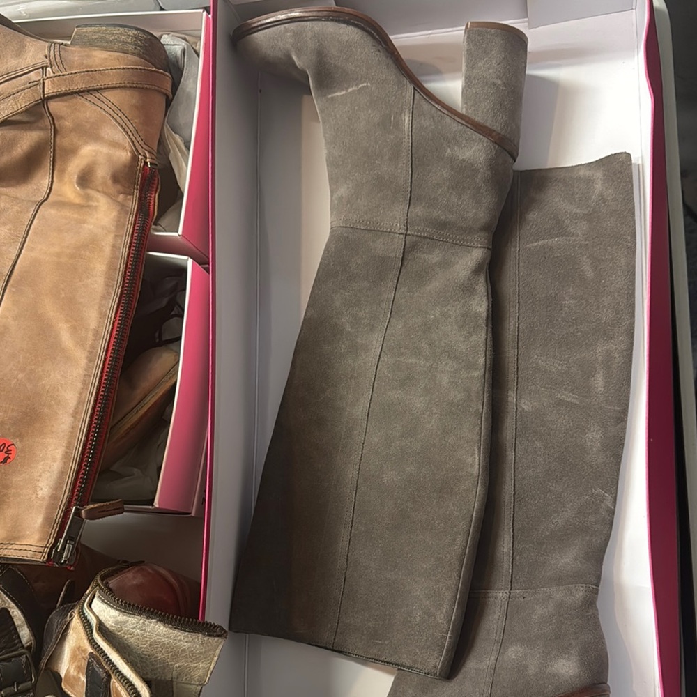 Vince Camuto Taupe Suede Heeled Boots